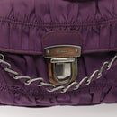 PRADA Chain Hand Bag Nylon 2way Purple Silver Auth 130934-17