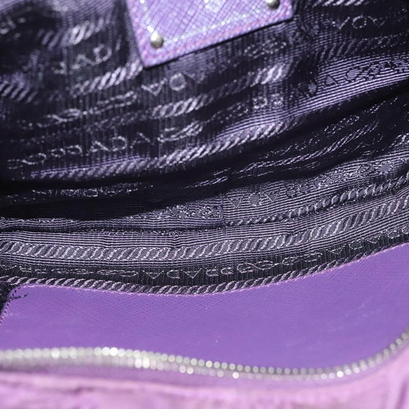 PRADA Chain Hand Bag Nylon 2way Purple Silver Auth 130934