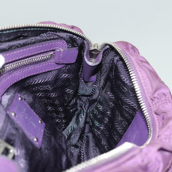PRADA Chain Hand Bag Nylon 2way Purple Silver Auth 130934