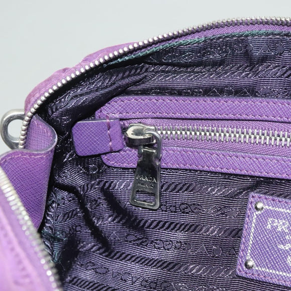 PRADA Chain Hand Bag Nylon 2way Purple Silver Auth 130934