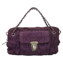 PRADA Chain Hand Bag Nylon 2way Purple Silver Auth 130934-13