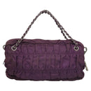 PRADA Chain Hand Bag Nylon 2way Purple Silver Auth 130934-2