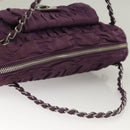 PRADA Chain Hand Bag Nylon 2way Purple Silver Auth 130934-6