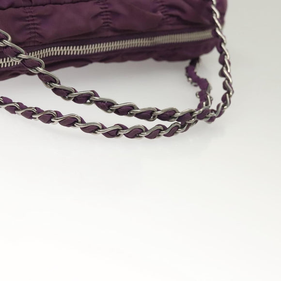PRADA Chain Hand Bag Nylon 2way Purple Silver Auth 130934