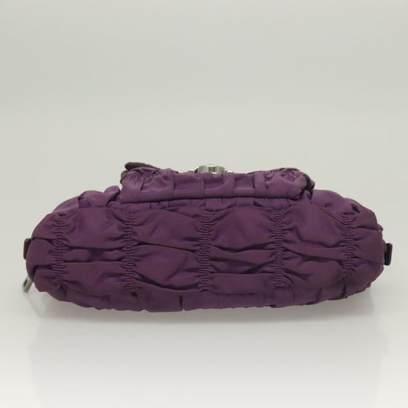 PRADA Chain Hand Bag Nylon 2way Purple Silver Auth 130934