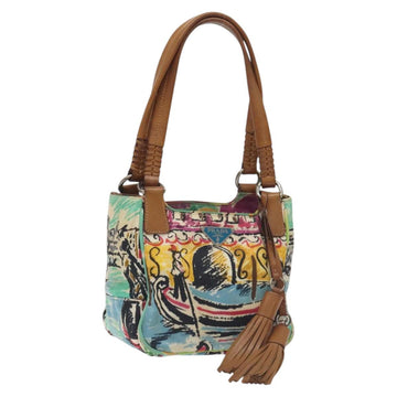 PRADA Hand Bag Nylon Blue Silver Auth 130935