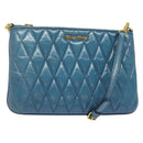 Miu Miu Shoulder Bag Leather Blue Gold Auth 130936-1