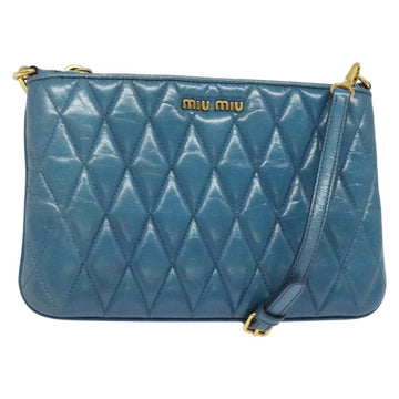 Miu Miu Shoulder Bag Leather Blue Gold Auth 130936