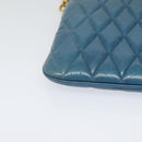 Miu Miu Shoulder Bag Leather Blue Gold Auth 130936-9