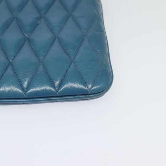 Miu Miu Shoulder Bag Leather Blue Gold Auth 130936