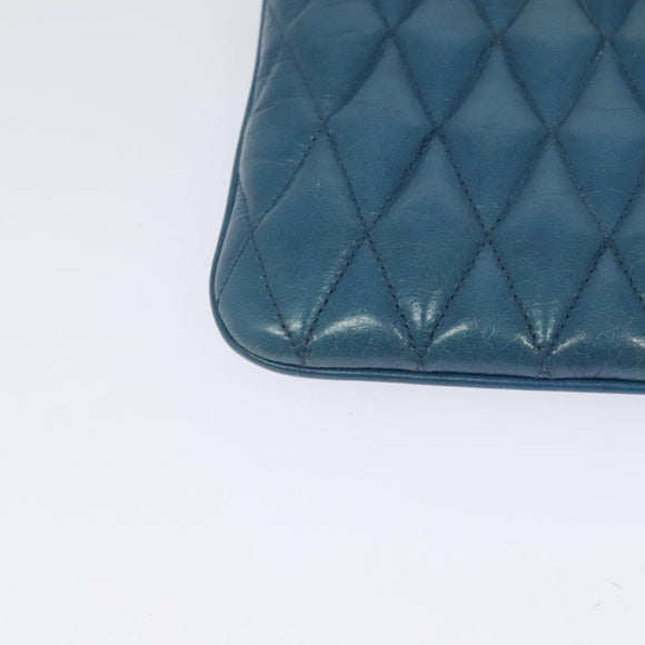 Miu Miu Shoulder Bag Leather Blue Gold Auth 130936