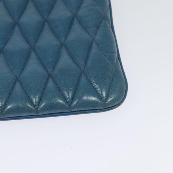 Miu Miu Shoulder Bag Leather Blue Gold Auth 130936