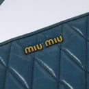 Miu Miu Shoulder Bag Leather Blue Gold Auth 130936-17