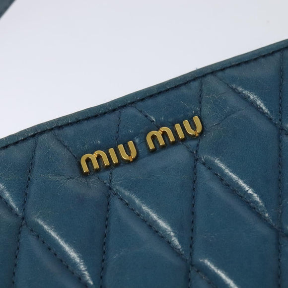Miu Miu Shoulder Bag Leather Blue Gold Auth 130936