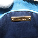 Miu Miu Shoulder Bag Leather Blue Gold Auth 130936-10