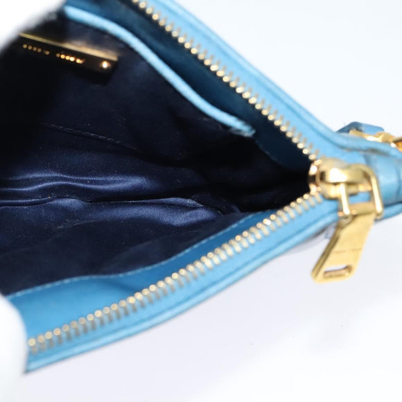 Miu Miu Shoulder Bag Leather Blue Gold Auth 130936