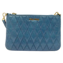 Miu Miu Shoulder Bag Leather Blue Gold Auth 130936-13