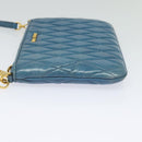 Miu Miu Shoulder Bag Leather Blue Gold Auth 130936-3