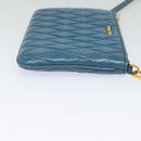 Miu Miu Shoulder Bag Leather Blue Gold Auth 130936-4