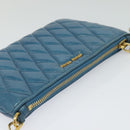 Miu Miu Shoulder Bag Leather Blue Gold Auth 130936-6