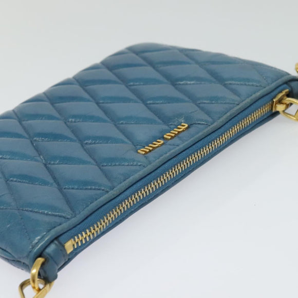 Miu Miu Shoulder Bag Leather Blue Gold Auth 130936