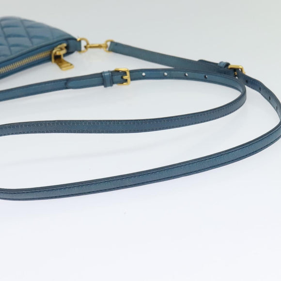 Miu Miu Shoulder Bag Leather Blue Gold Auth 130936