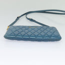 Miu Miu Shoulder Bag Leather Blue Gold Auth 130936-5