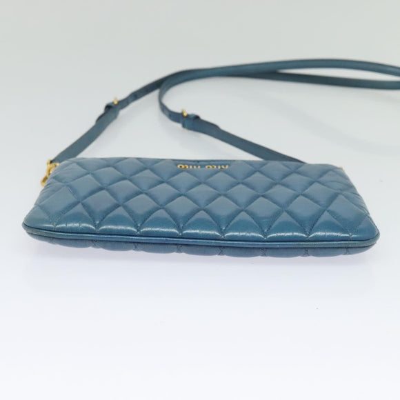 Miu Miu Shoulder Bag Leather Blue Gold Auth 130936