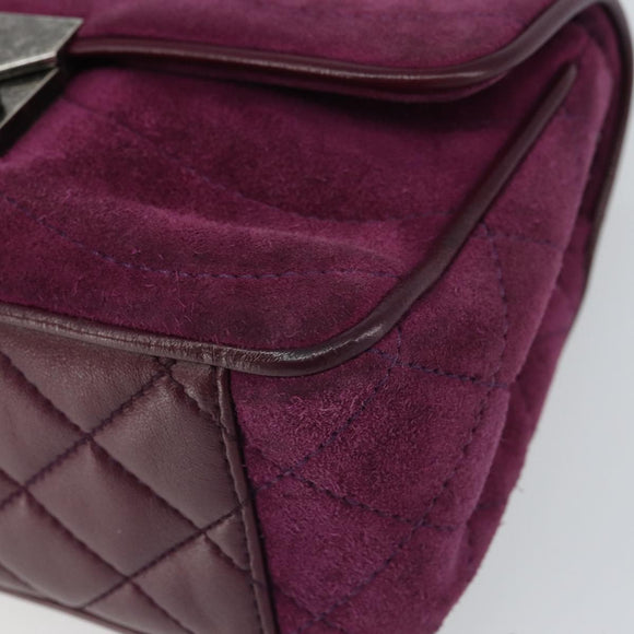 CHANEL Chain Shoulder Bag Suede Purple CC Auth 130946