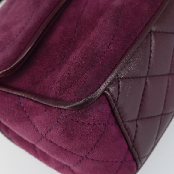 CHANEL Chain Shoulder Bag Suede Purple CC Auth 130946