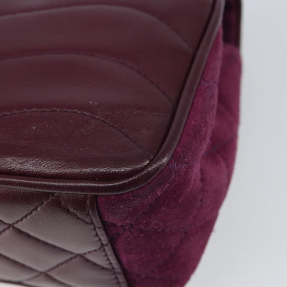 CHANEL Chain Shoulder Bag Suede Purple CC Auth 130946