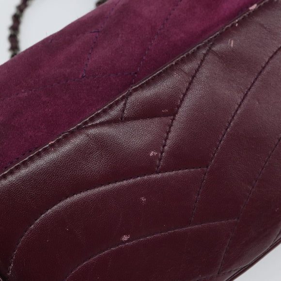 CHANEL Chain Shoulder Bag Suede Purple CC Auth 130946