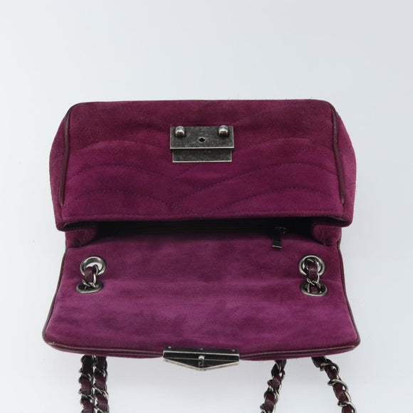 CHANEL Chain Shoulder Bag Suede Purple CC Auth 130946