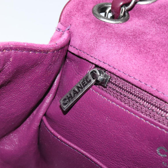 CHANEL Chain Shoulder Bag Suede Purple CC Auth 130946