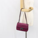 CHANEL Chain Shoulder Bag Suede Purple CC Auth 130946-25