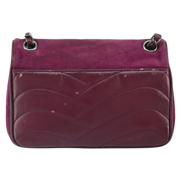 CHANEL Chain Shoulder Bag Suede Purple CC Auth 130946