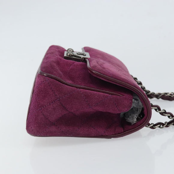 CHANEL Chain Shoulder Bag Suede Purple CC Auth 130946