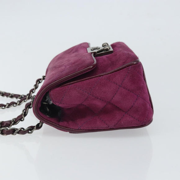CHANEL Chain Shoulder Bag Suede Purple CC Auth 130946