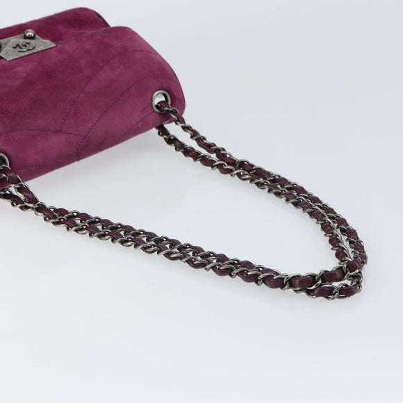 CHANEL Chain Shoulder Bag Suede Purple CC Auth 130946