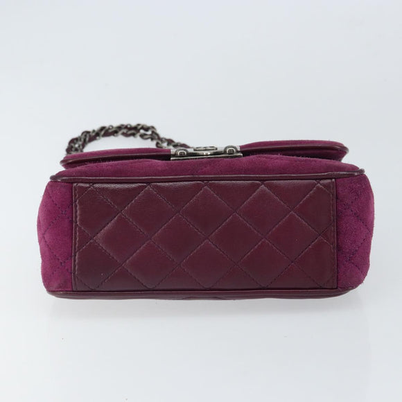 CHANEL Chain Shoulder Bag Suede Purple CC Auth 130946