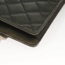 CHANEL Matelasse Shoulder Bag Lamb Skin Gray Gold CC Auth 130947-16