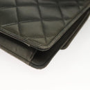 CHANEL Matelasse Shoulder Bag Lamb Skin Gray Gold CC Auth 130947-17