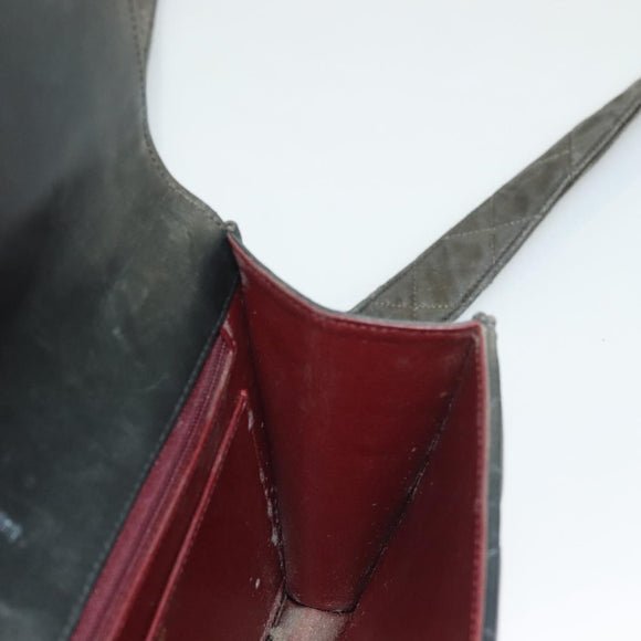 CHANEL Matelasse Shoulder Bag Lamb Skin Gray Gold CC Auth 130947