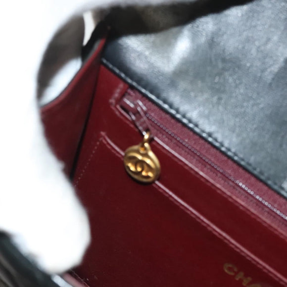 CHANEL Matelasse Shoulder Bag Lamb Skin Gray Gold CC Auth 130947