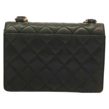 CHANEL Matelasse Shoulder Bag Lamb Skin Gray Gold CC Auth 130947 - 0