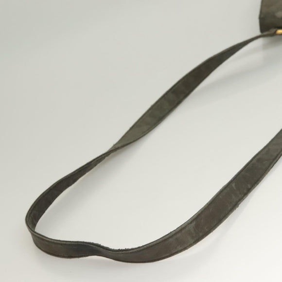 CHANEL Matelasse Shoulder Bag Lamb Skin Gray Gold CC Auth 130947