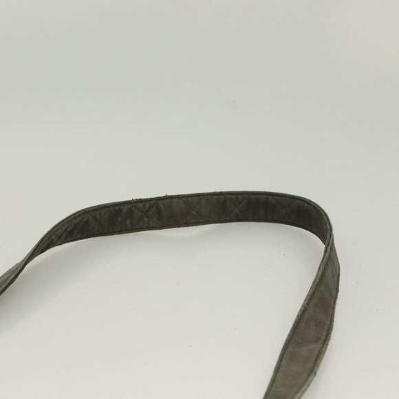 CHANEL Matelasse Shoulder Bag Lamb Skin Gray Gold CC Auth 130947