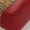 BURBERRY Nova Check Tote Bag Canvas Leather Beige Red gold Auth 130949-9