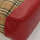 BURBERRY Nova Check Tote Bag Canvas Leather Beige Red gold Auth 130949-15