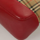 BURBERRY Nova Check Tote Bag Canvas Leather Beige Red gold Auth 130949-16